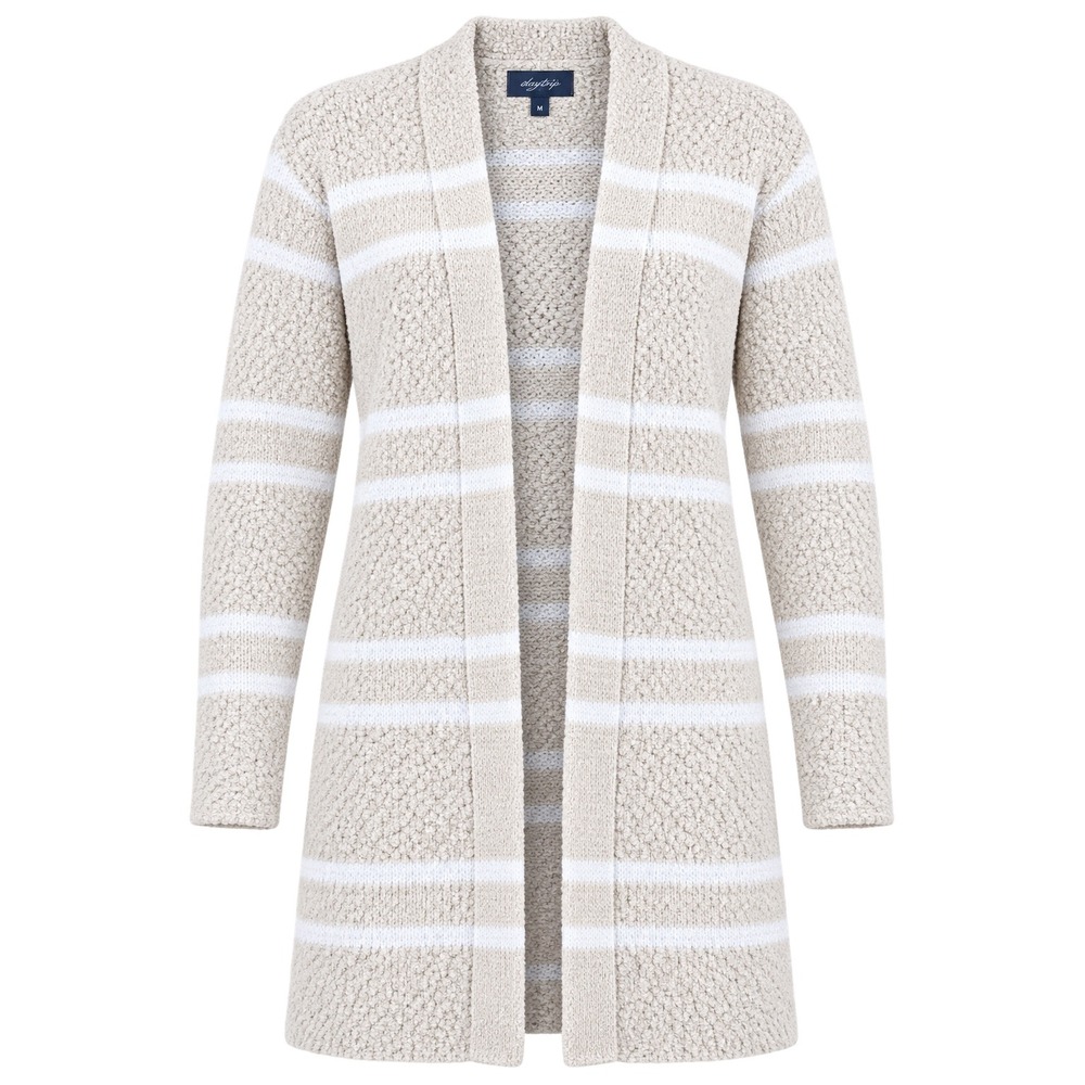 Daytrip striped Popcorn Knit Open Front Cardigan Small buckle office preppy